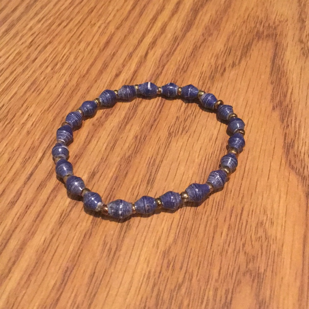 Bracelet with Gold and Purple-Blueish Beads